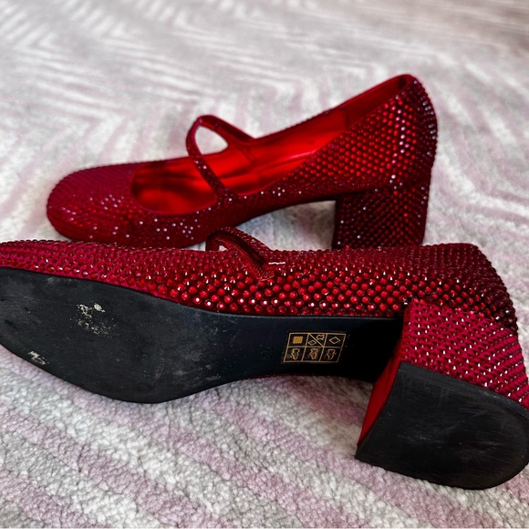 Jeffrey Campbell crystal embellished Mary Jane in red size 5.5 - Picture 4 of 4